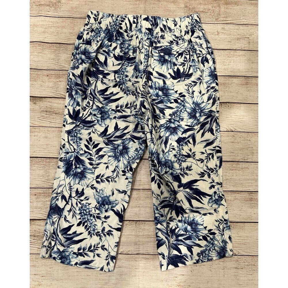 PER SE Womens Pull On Drawstring Linen Blend Crop PANTS Small - Picture 4 of 8